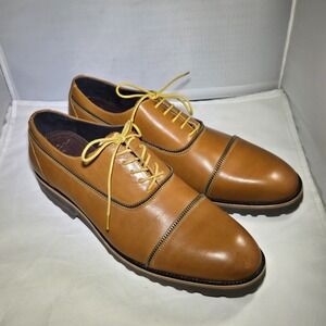 Robert Graham Bolton Mens Brown Leather Shoes Cap Toe Oxfords 10.5 RCG5119